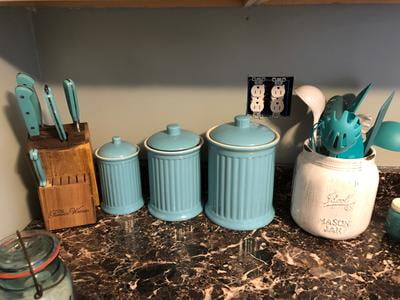 Omniware Simsbury 3 Piece Turquoise Ceramic Canister Set - Walmart.com