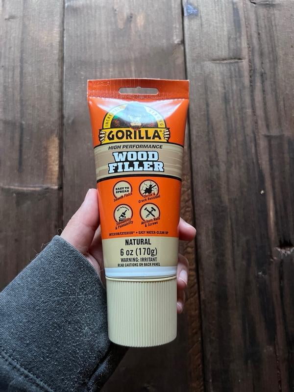 Gorilla All Purpose Wood Filler 16oz Tub | Stainable, Paintable, Shrink & Crack Resistant For Strong Repairs On Wood, Nails & Screws Hold Tight