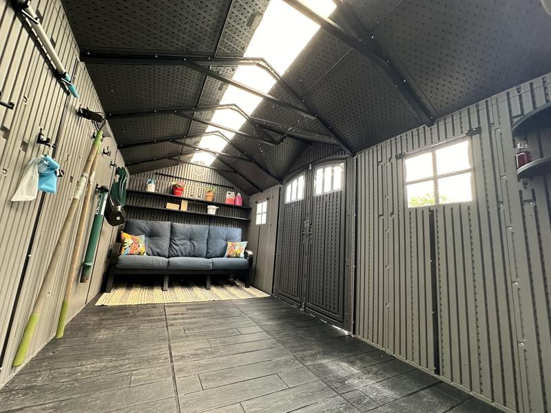 Lifetime 15' x 8' Dual Entry Outdoor Storage Shed, Gray - Customer