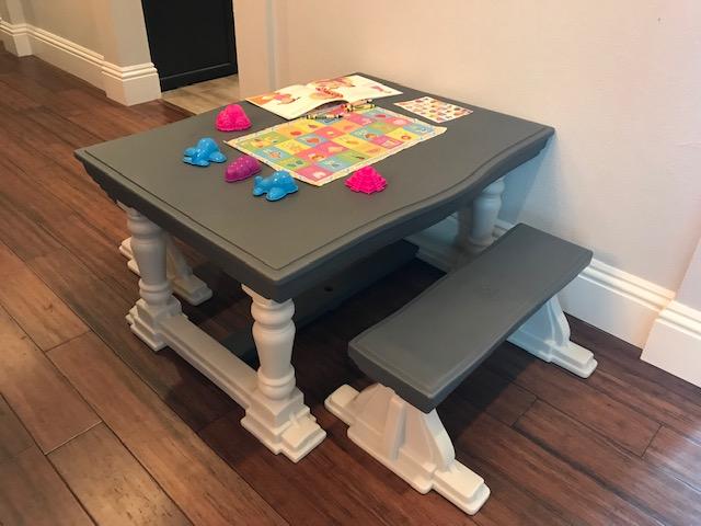 Step2 3 Piece Gray Farmhouse Table And Bench Set Seats Four Children Walmart Com Walmart Com