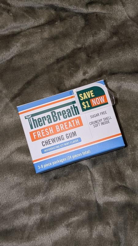Customer reviews for TheraBreath Fresh Breath Chewing Gum for Adults, Icy  Mint Flavor, Sugar-Free with Xylitol, 3 Pack