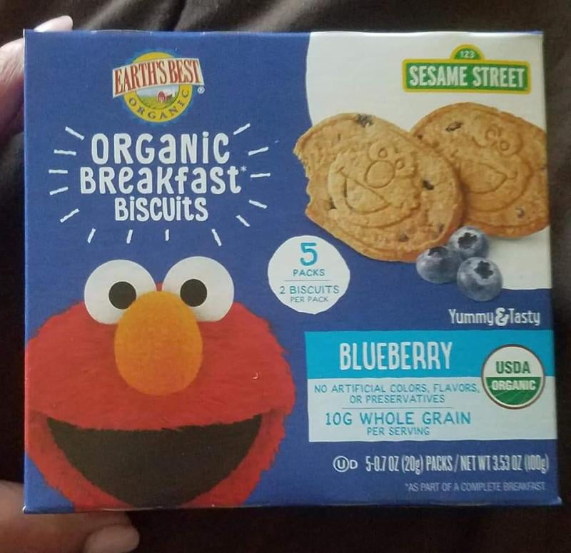 2 Pack Earth S Best Organic Sesame Street Toddler Breakfast Biscuits Blueberry 5 Count Box 3 53 Oz Walmart Com Walmart Com