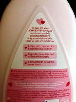 johnson's moisturizing baby lotion with coconut oil