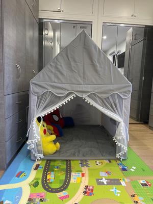 Costway Kids Play Tent Large Playhouse Children Play Castle Fairy Tent Gift W Mat Blue