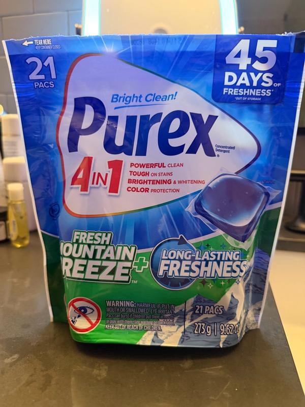 Purex Fresh Scent 4-in-1 Compact Laundry Detergent Pacs, Mountain