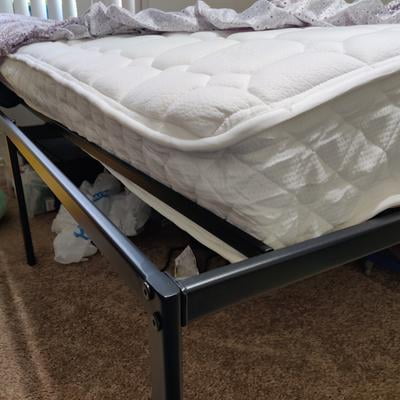 Zinus Yelena Bed 135 x 190 cm - Hoogte 36 cm met opbergruimte onder het bed - Platformbedframe van metaal met stalen lattenhouder - Zwart