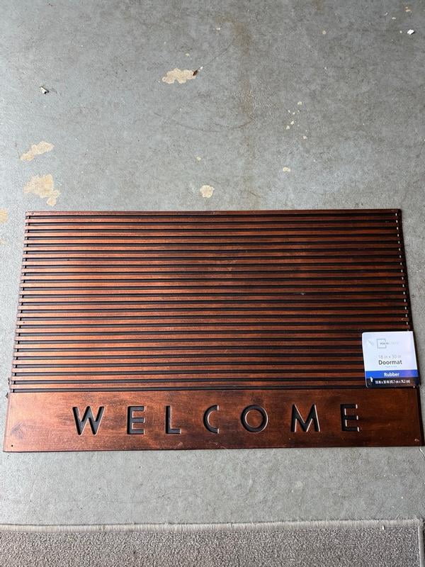 Mainstays Welcome Copper Rubber Wood Slat Outdoor Doormat, 18