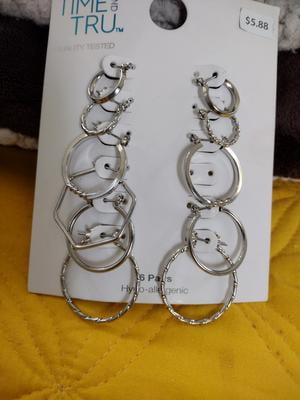 Time and Tru Multi Ear Silver Hoop Earrings Pack Hypoallergenic