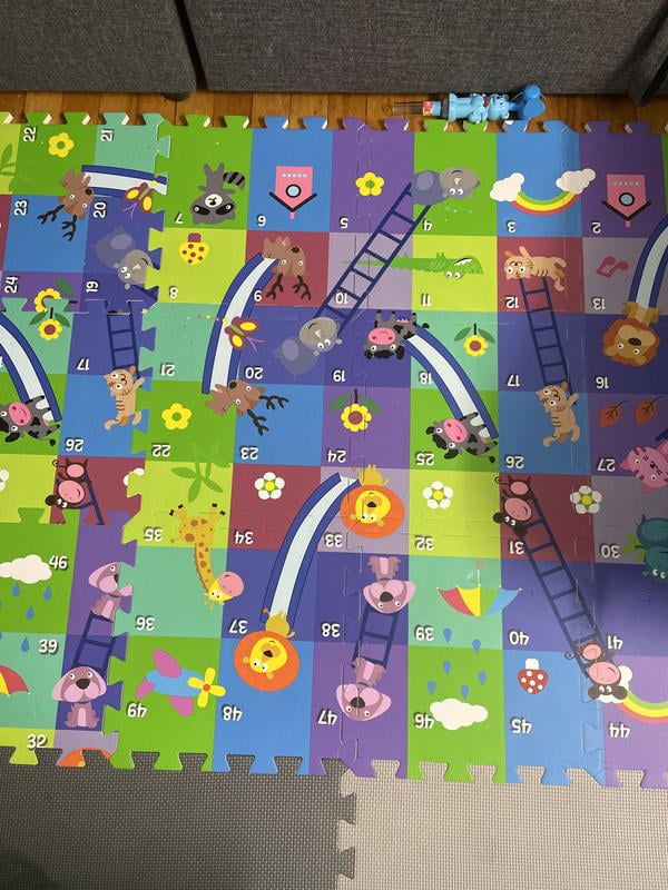 Tapis De Marelle Géant En Mousse EVA – 10 Tuiles Emboîtables, 4 Disques – Jeu Intérieur/extérieur Pour 2-4 Joueurs