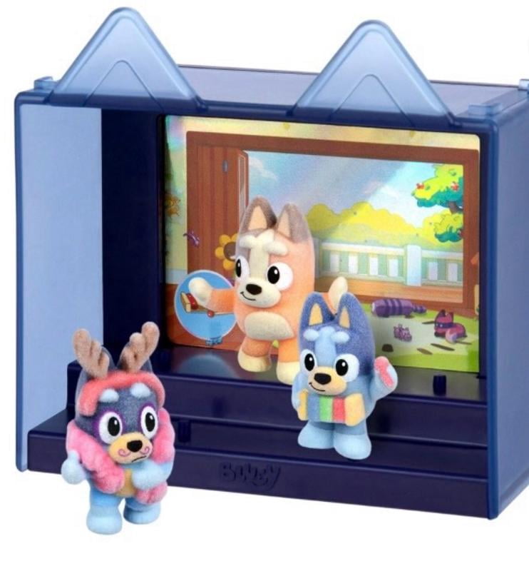 Bluey Fuzzies Magic Xylophone, 3 Flocked Collectible Mini-Figures