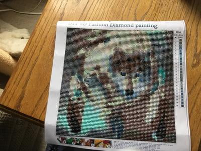 DIY Rhinestone Embroidery Full Drill Cross Stitch Arts Craft for Home Wall Decoration Wolf Dream Catcher 11.8 5D Diamond Full Painting Kit 15.7 Inches