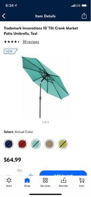 Trademark Innovations 10 Tilt Crank Market Patio Umbrella Blue Walmart Com Walmart Com