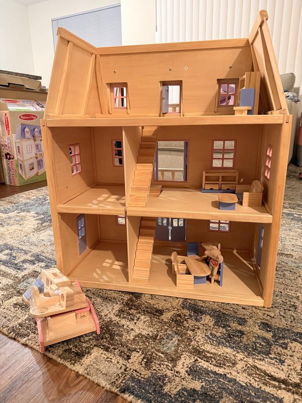 Melissa & Doug Modern Wooden Multi-Level Dollhouse With 19 pcs