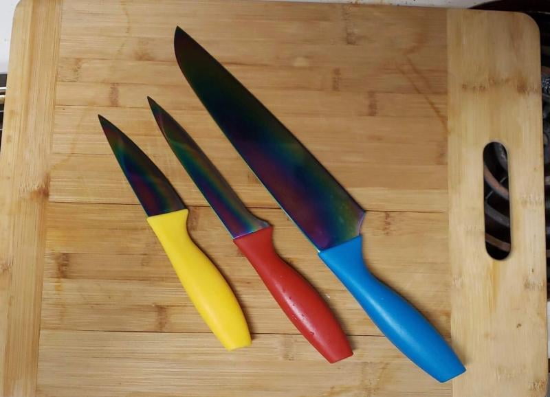 Tomodachi Titanium Rainbow 3 Piece Cutlery Set with Reusable Blade