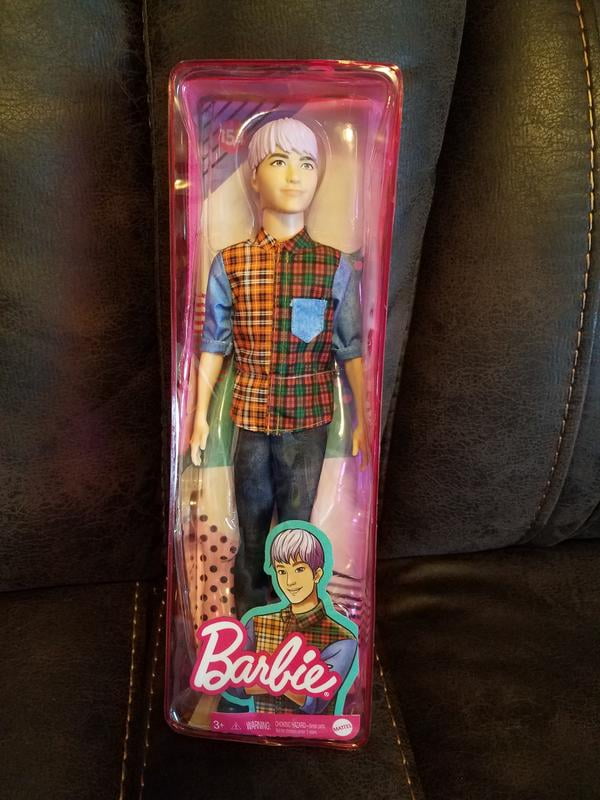 Ken ちゃん Barbie Ken Fashionistas Doll #154, Sculpted Purple Hair & Plaid