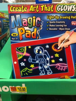 Ontel Deluxe Bonus Magic pad Light up LED Drawing Tablet which Includes 4  Dual Side Markets, Fun Guide 42 Stencils, Glow Boost Card, Dry Eraser and