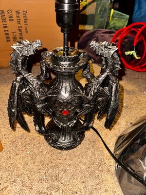 Gothic Guardians of Light Medieval Dragons Resin Table Lamp - Dark