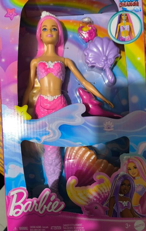 Barbie Sirena De Fantasía Con Pelo Rosa De 17.8 Cm | Accesorios Para Peinar, Serie Un Toque De Magia