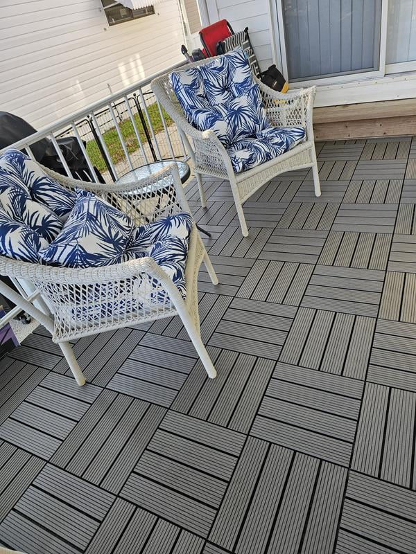 Select Surfaces Outdoor Patio Composite Deck Tiles Cedar 11.81