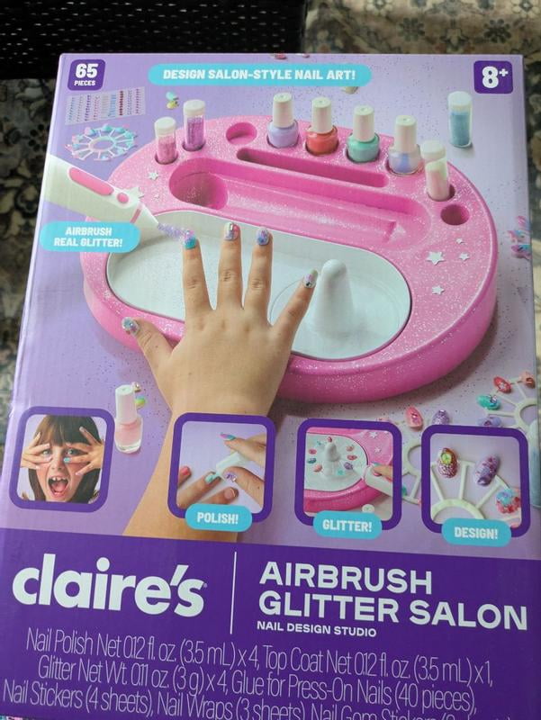 Claire's® Airbrush Glitter Nail Design Studio, Kids Nail Art Kit