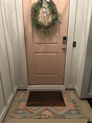 Mainstays Welcome Copper Rubber Wood Slat Outdoor Doormat, 18