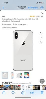 Restored Apple iPhone X - Unlocked - 64GB Silver (Refurbished