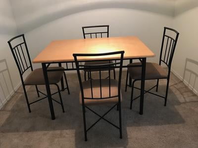 Mainstays Louise Traditional 5 Piece Wood Metal Dining Set Deep