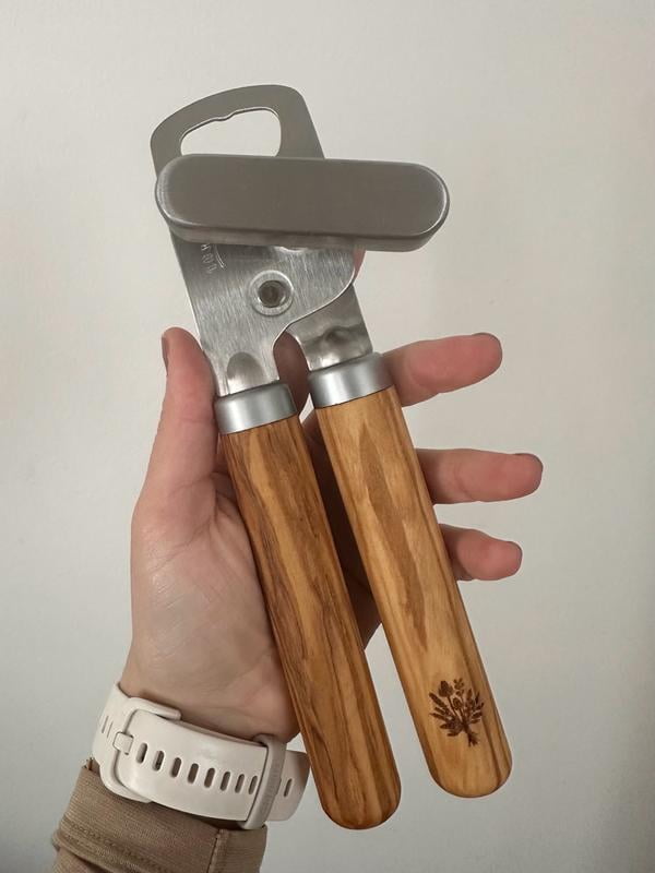 The Pioneer Woman Stainless Steel Olivewood Manual Can Opener with