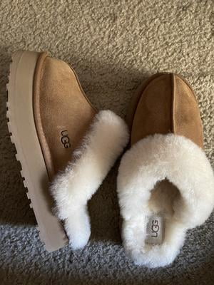 Ugg Disquette Women's Suede Slip-On Fur-Lined Chunky Slide