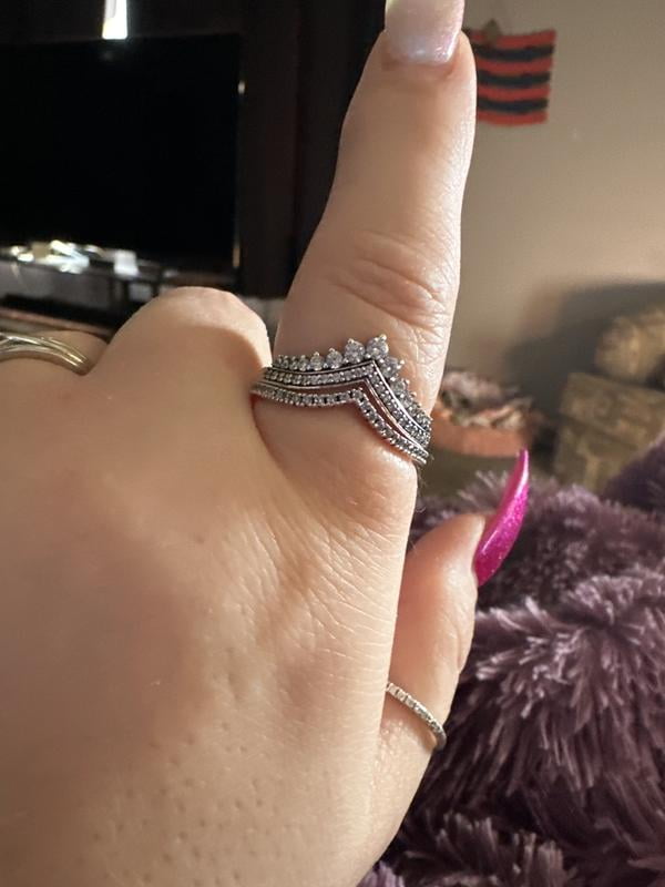 PANDORA Wishbone Ring in Sterling Silver with Clear CZ, Size