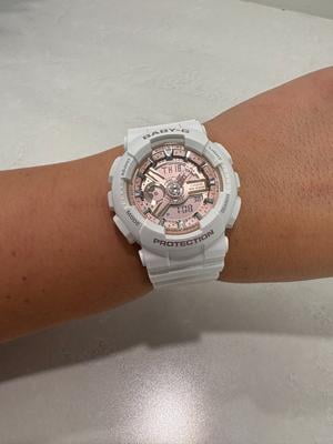 Casio Women's Baby-G Analog-Digital, Waterproof White and Rose