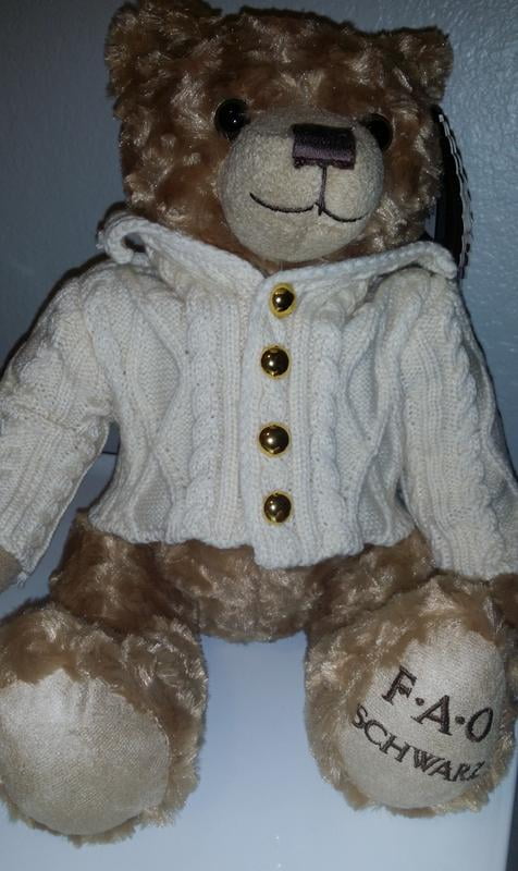FAO Schwarz Toy Plush Anniversary Bear 12 Inch with Puffer Vest NWT 