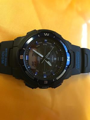 Casio Men's Twin Sensor Thermometer Compass Black with Blue SGW500H-2BV - Walmart.com