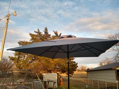 Mainstays 5 5 X 6 5 Rectangular Outdoor Market Patio Umbrella Gray Walmart Com Walmart Com