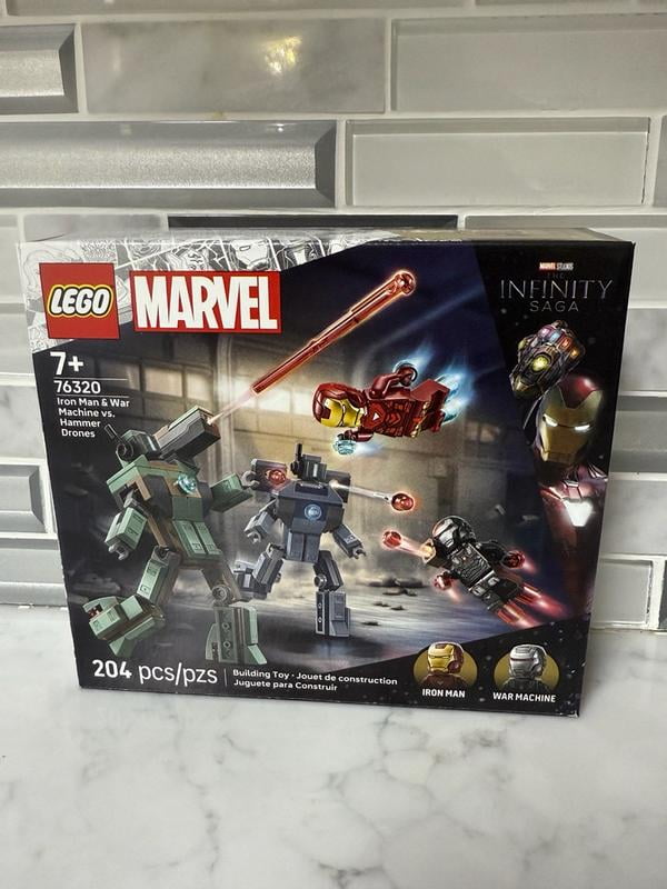 LEGO Marvel Iron Man & War Machine vs. Hammer Drones Building Toy