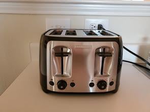 BLACK+DECKER 4-Slice Toaster with Extra-Wide Slots, Black/Silver, TR1478BD
