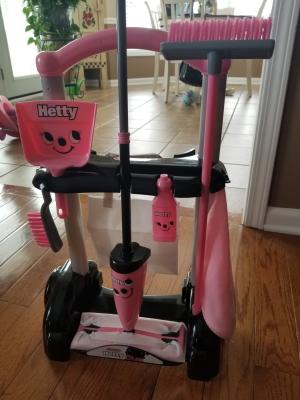Pink/Black Casdon Little Cook Deluxe Hetty Cleaning Trolley 
