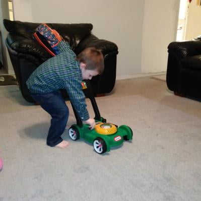 toy lawn mower with pull cord