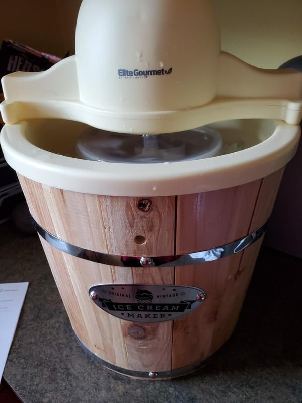 6 Qt. Electric Motorized Old-Fashioned Bucket Ice Cream Maker & Hand Crank