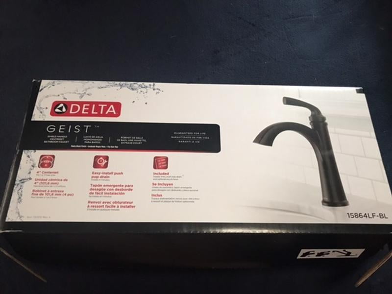 Delta Geist Brushed Nickel Centerset Bathroom Sink Faucet, 4 in