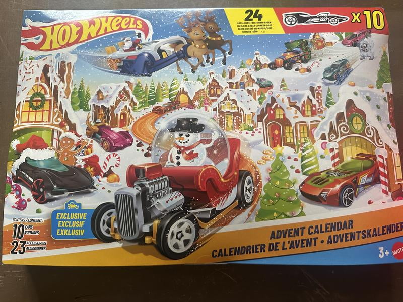 Hot Wheels 2025 Advent Calendar with 10 Toy Vehicles in 1:64 Scale