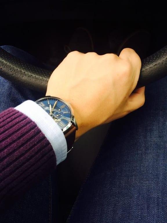 Fossil Men s Townsman Automatic Brown Leather Watch Walmart