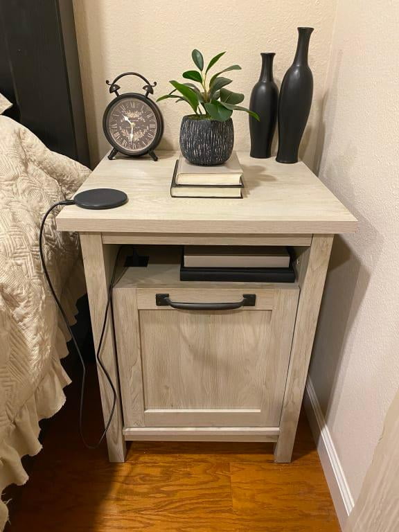 better homes & gardens modern farmhouse 1 door nightstand with 2 usb ports