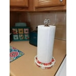 Pionee Woman Vintage Floal Pape Towel Stand Holde Wood