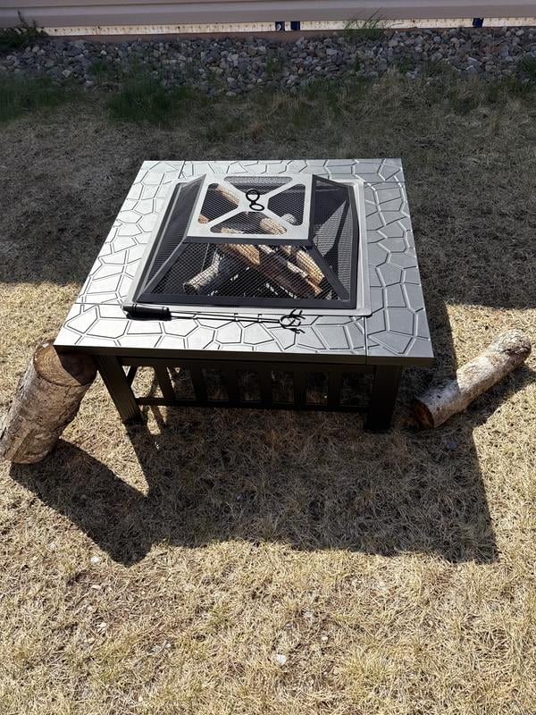 FDW Multifunctional Outdoor Fire Pit 32 Inch Table Metal Firepit