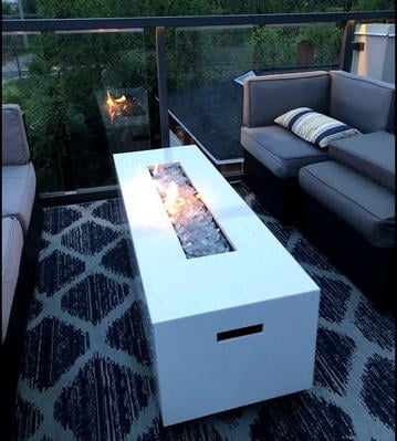 Modrn Glam White 60 Rectangle Gas Fire Pit Walmart Com Walmart Com