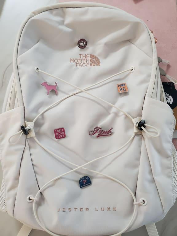 all white north face jester backpack The Luxe for Women in Gardenia White/Burnt Coral Metallic zip pockets The North Face Off-White Jester