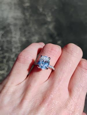 Anello di fidanzamento ovale da 3 carati. Anello nuziale in argento. Anello solitario ovale classico. Simulatore di diamanti. Anello di promessa. Anello di anniversario. - Italia
