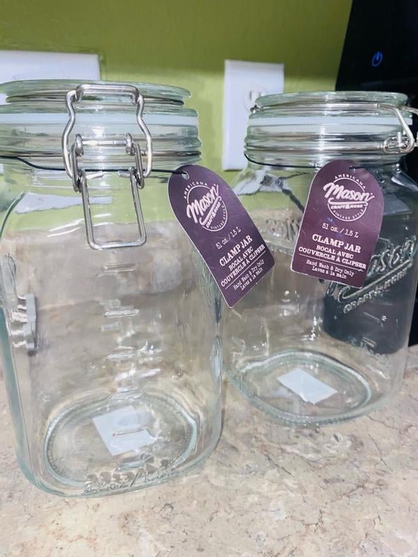 Set Of 4 Glass Storage Jars With Screw Caps - 1.1 Litre Capacity, Preserving Jars With Labels