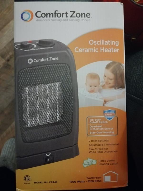 Comfort Zone Cz448 Oscillating Portable Ceramic Space Heater